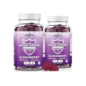 NEW AGE Immune System Support Gummies - EXP 05/2026 (120 Count) Elderberry, C